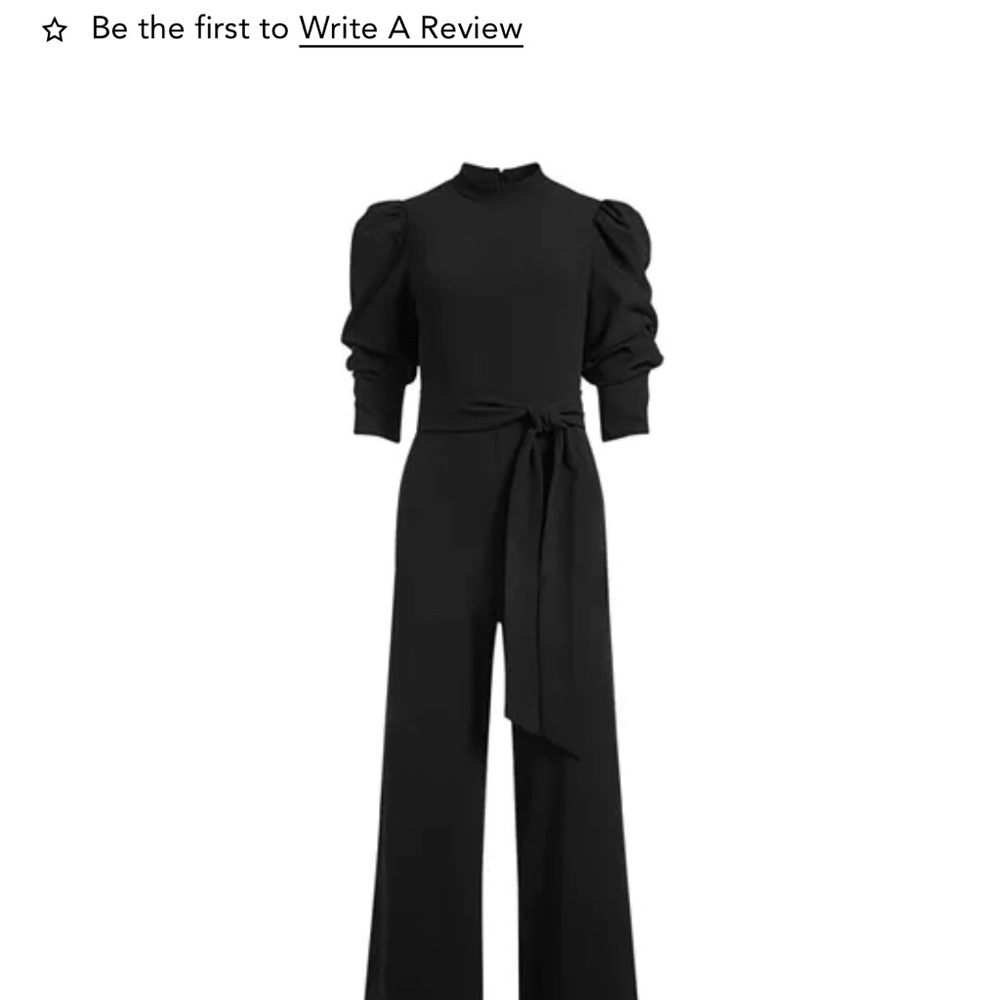 Alice + Olivia Elegant Black Jumpsuit with Puff Sleeves
